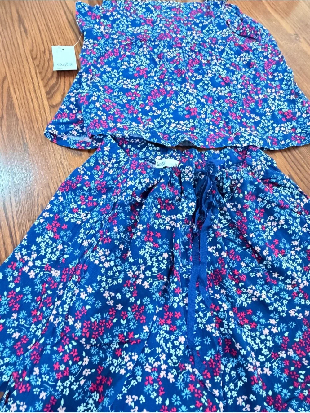 NWT croft & barrow Navy Blue Floral 2 piece sleepwear PJ Camisole Set Sz. XL